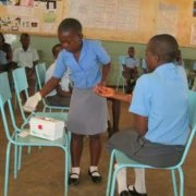 Learners staging a play for the SDC visitors